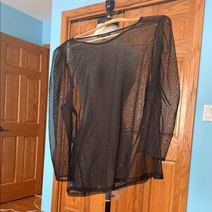 INC International Concepts Black Sheer Blouse